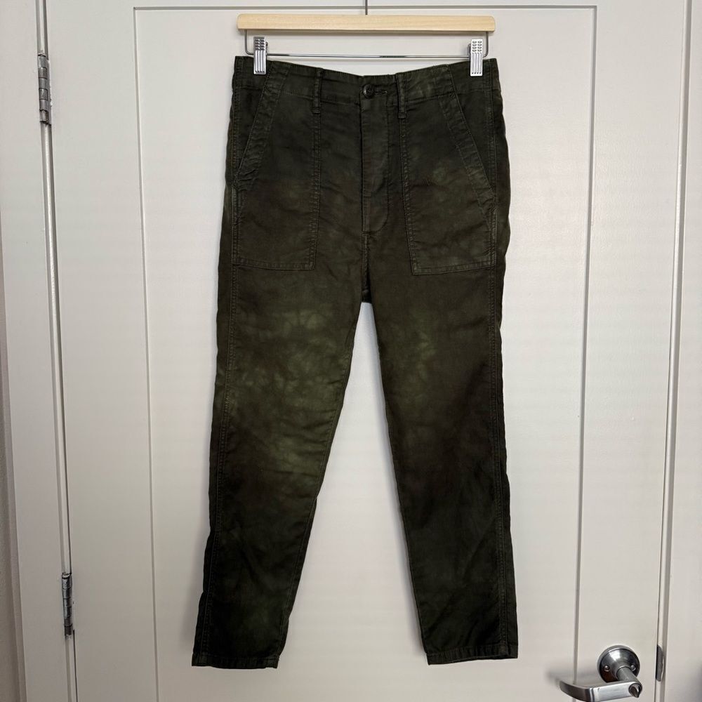 The Great Pants Womens Sz 26 Army Green Ankle Cropped High Rise Pockets Utility